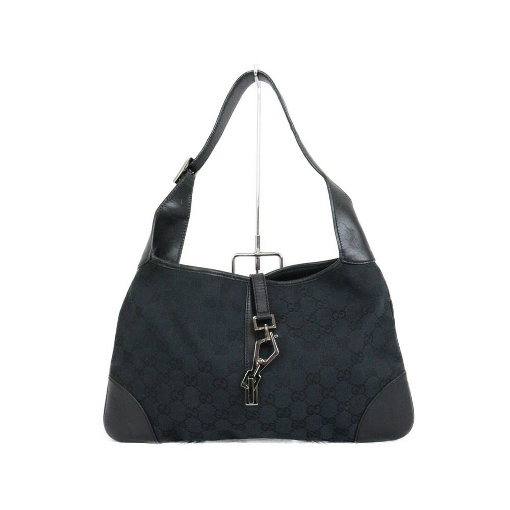 GUCCI Kandinsky Shoulder Bag Black Canvas Leather